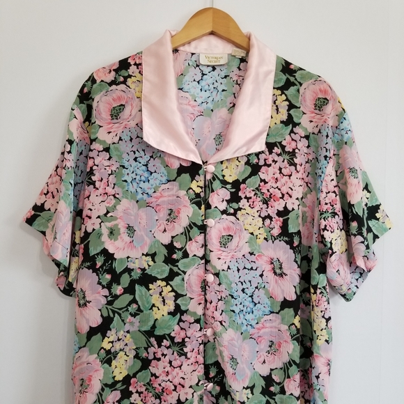 Vintage Victoria's Secret Floral Print Night Tunic Mini Dress Size M/L - Picture 2 of 10